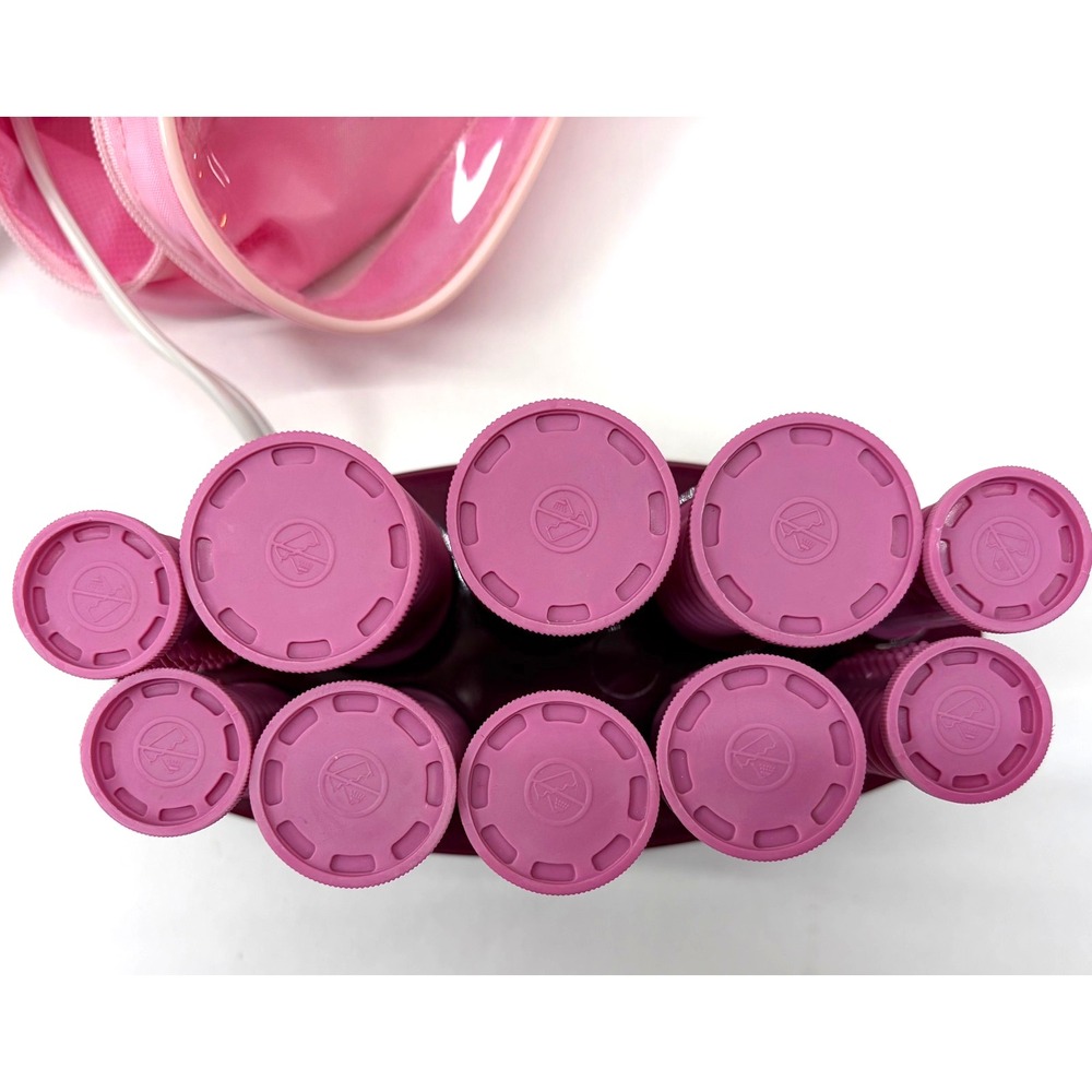 Conair Curls On The Go Hot Rollers 10 Pink NO CLIPS Travel Pageant Cheer TESTED - Picture 6 of 12